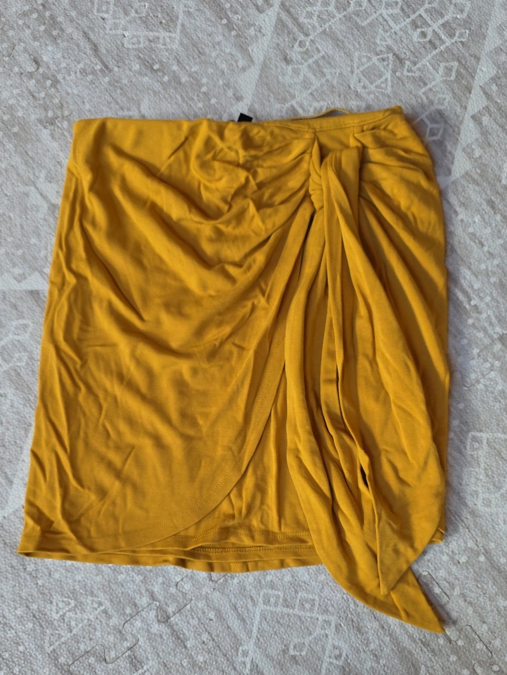 Lulu's Mustard Yellow Asymmetrical Draped Skirt